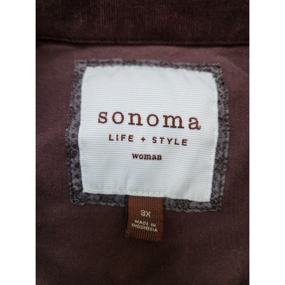 Sonoma Corduroy Blazer Jacket Brown Peplum Button Front Stretch Women 3X 90s Y2K - Picture 2 of 9